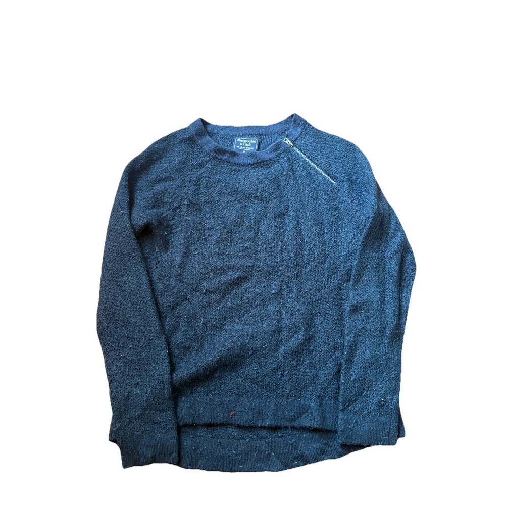 Abercrombie & Fitch Sweater Womens XS Offset‎ Zip Blue Cotton Blend